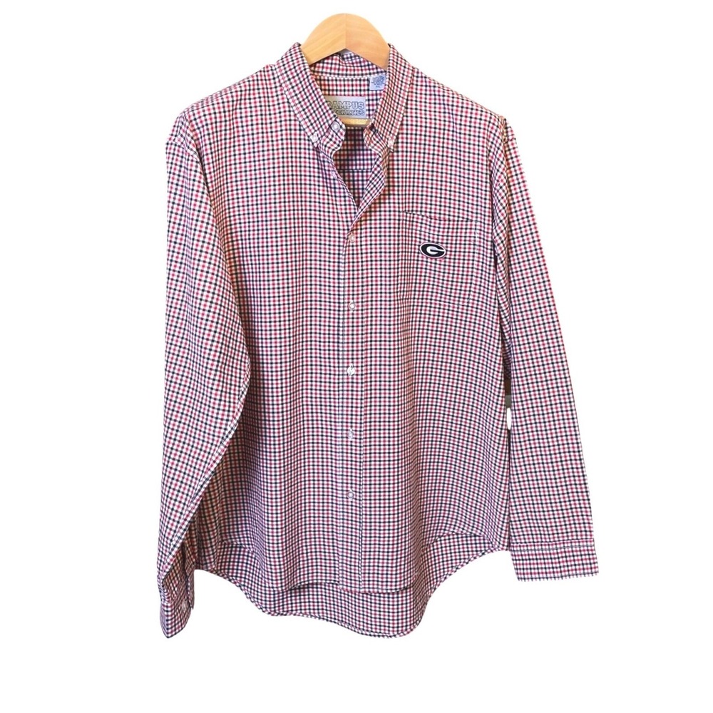 Campus Specialties Georgia Bulldogs Gingham Button Down Shirt Mens XXL Red Black - Picture 7 of 9
